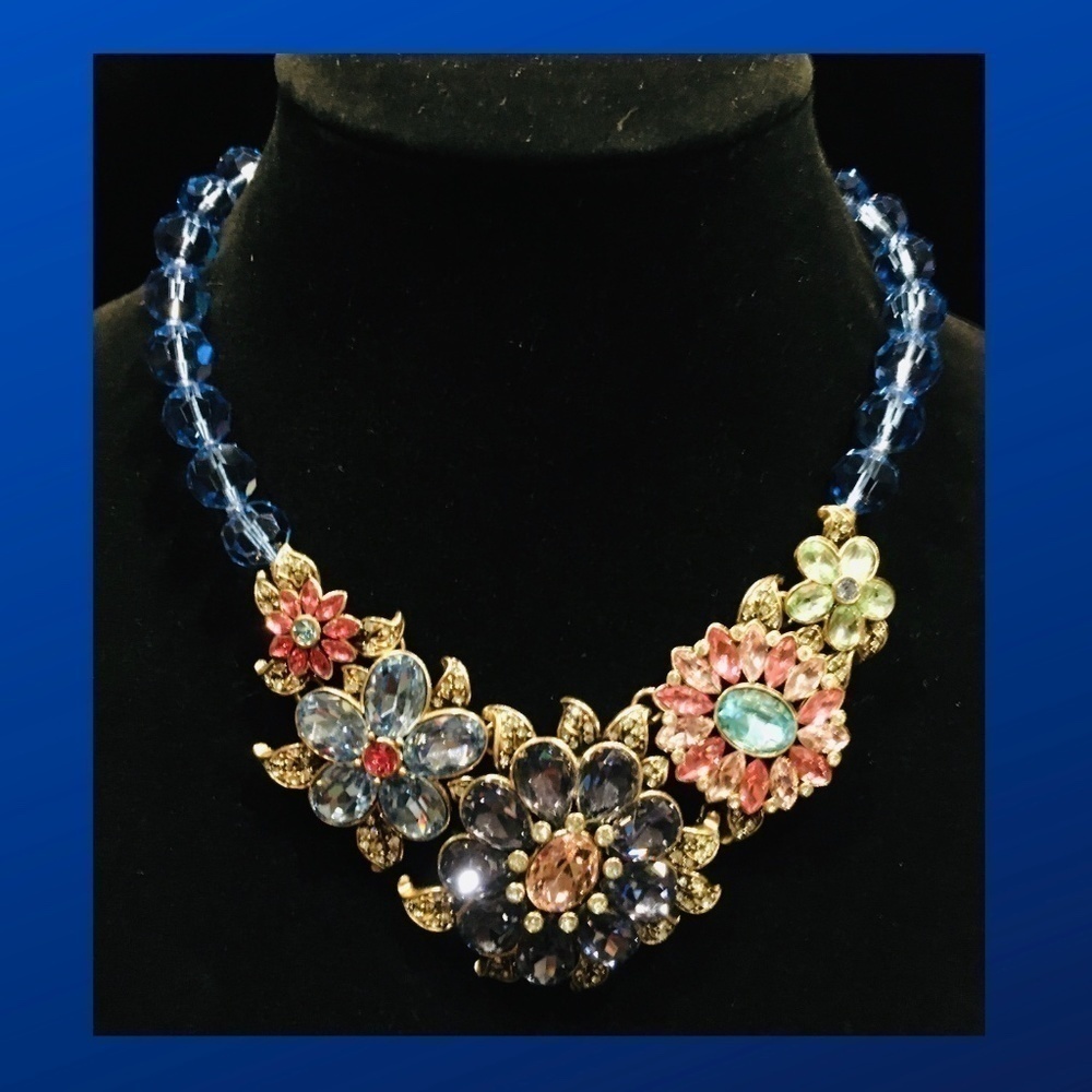 HEIDI DAUS “Glorious Garden” Beaded Crystal BIB Necklace, NWOT